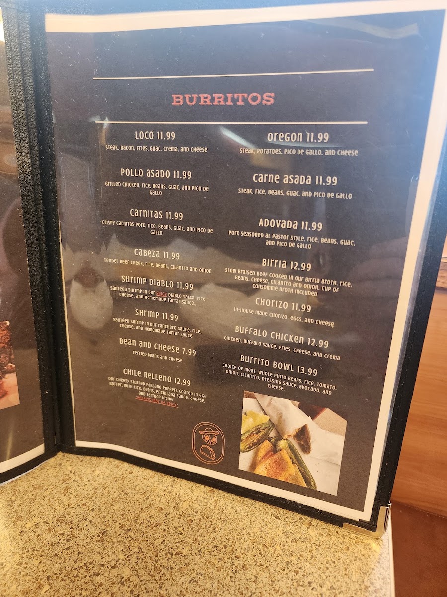 Oscar’s Tacos and Cantina menu board
