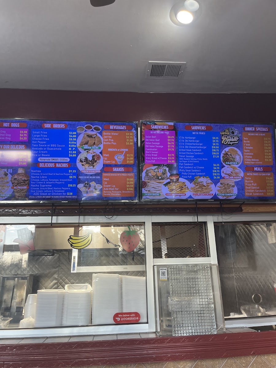 El Gran Burrito Express menu board