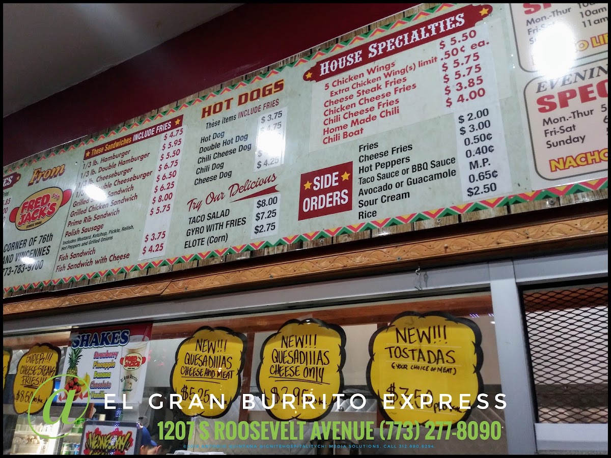 El Gran Burrito Express menu board