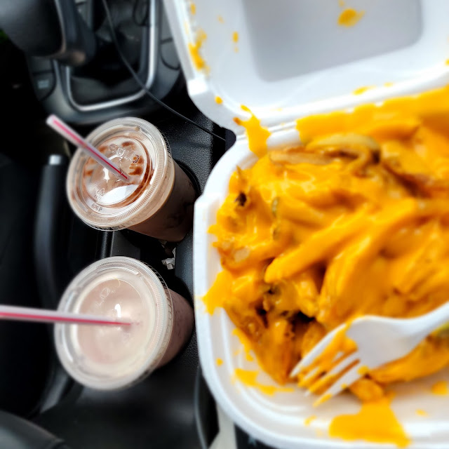 Cheese Fries and Strawberry Shake