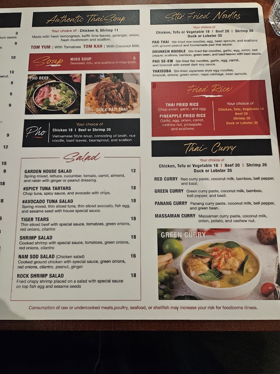 SUSHI THAI ALAMOSA menu board