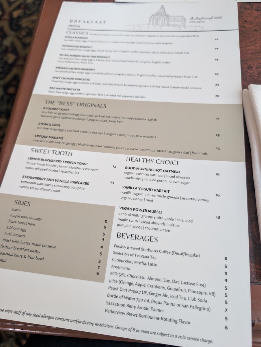 Garden Court Cafe menu board