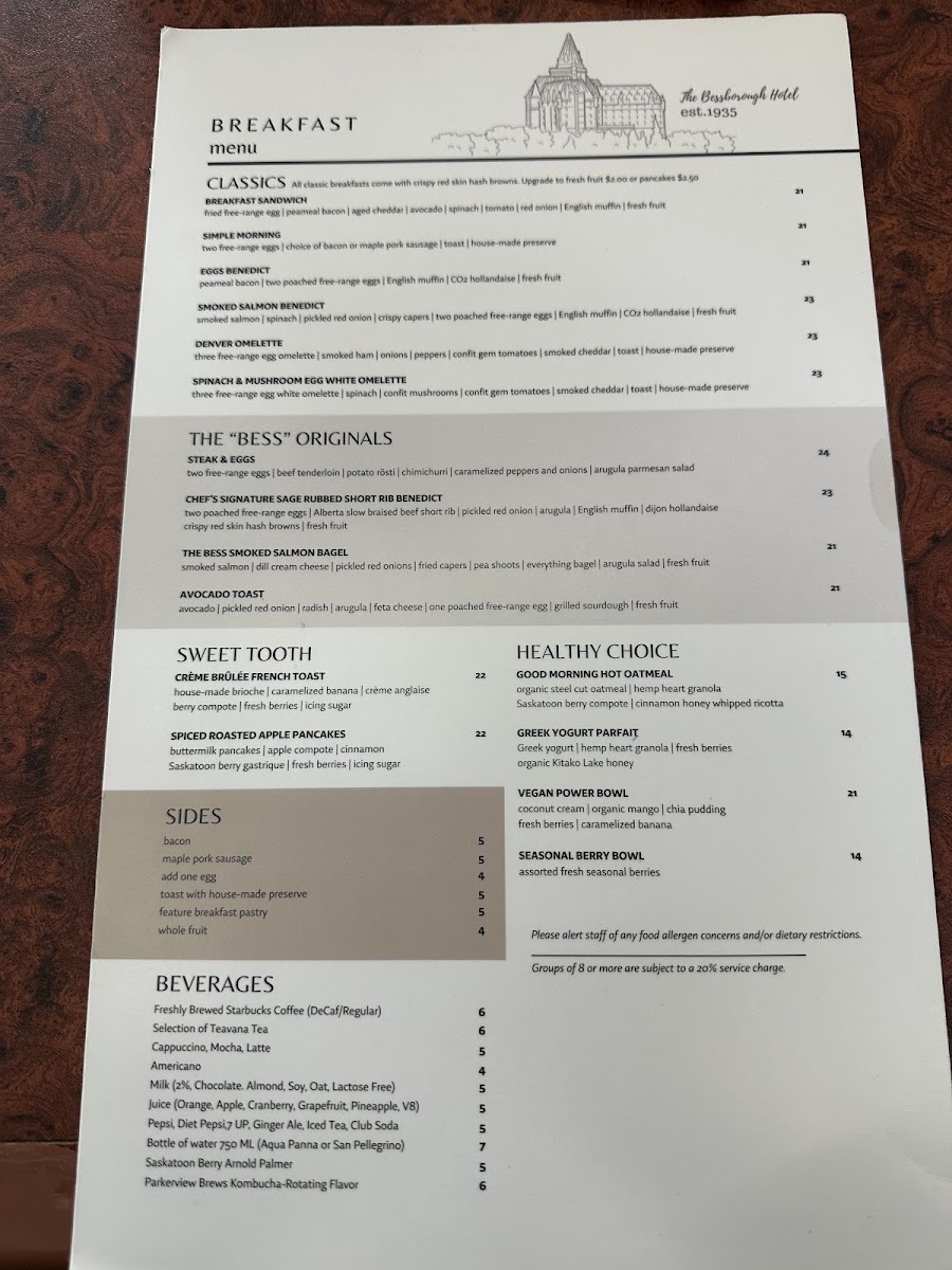 Garden Court Cafe menu board
