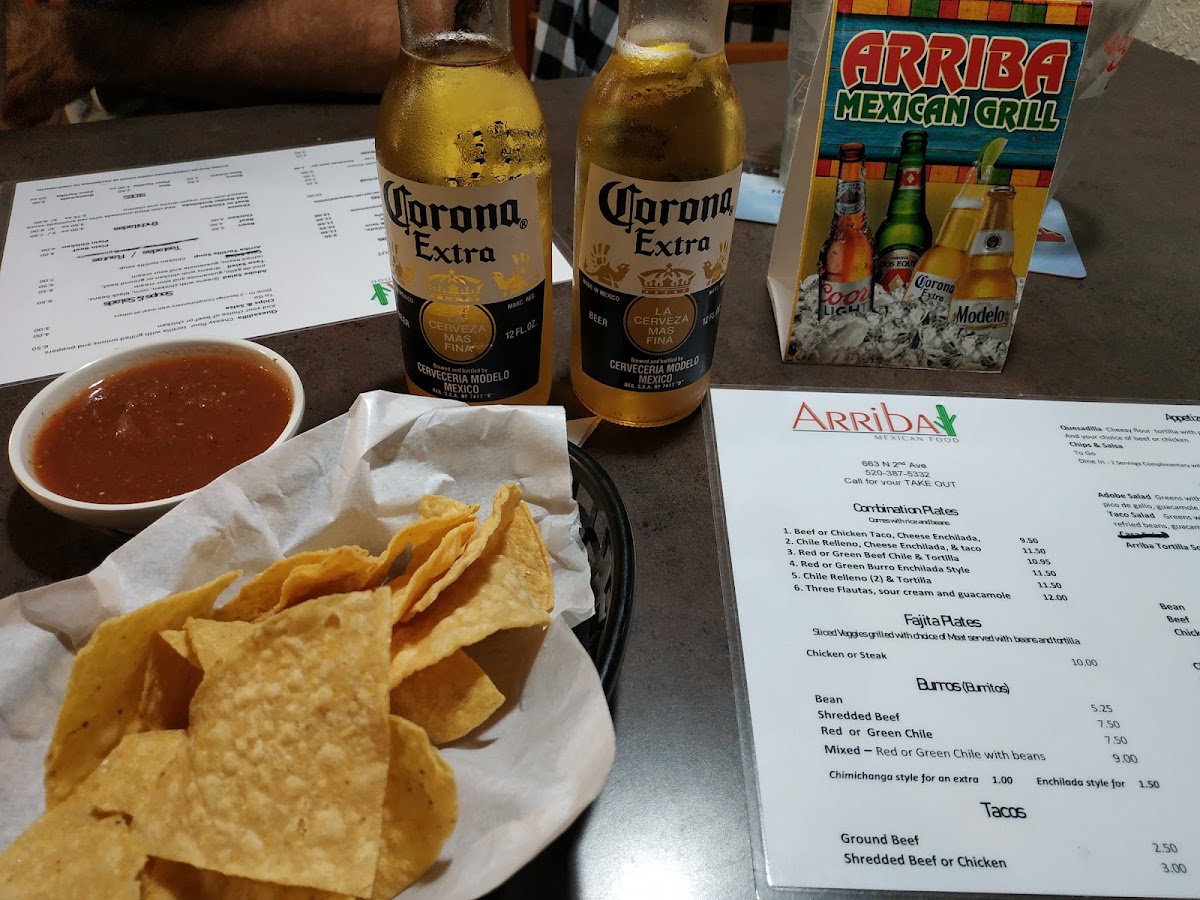 Arriba Mexican Restaurant menu board