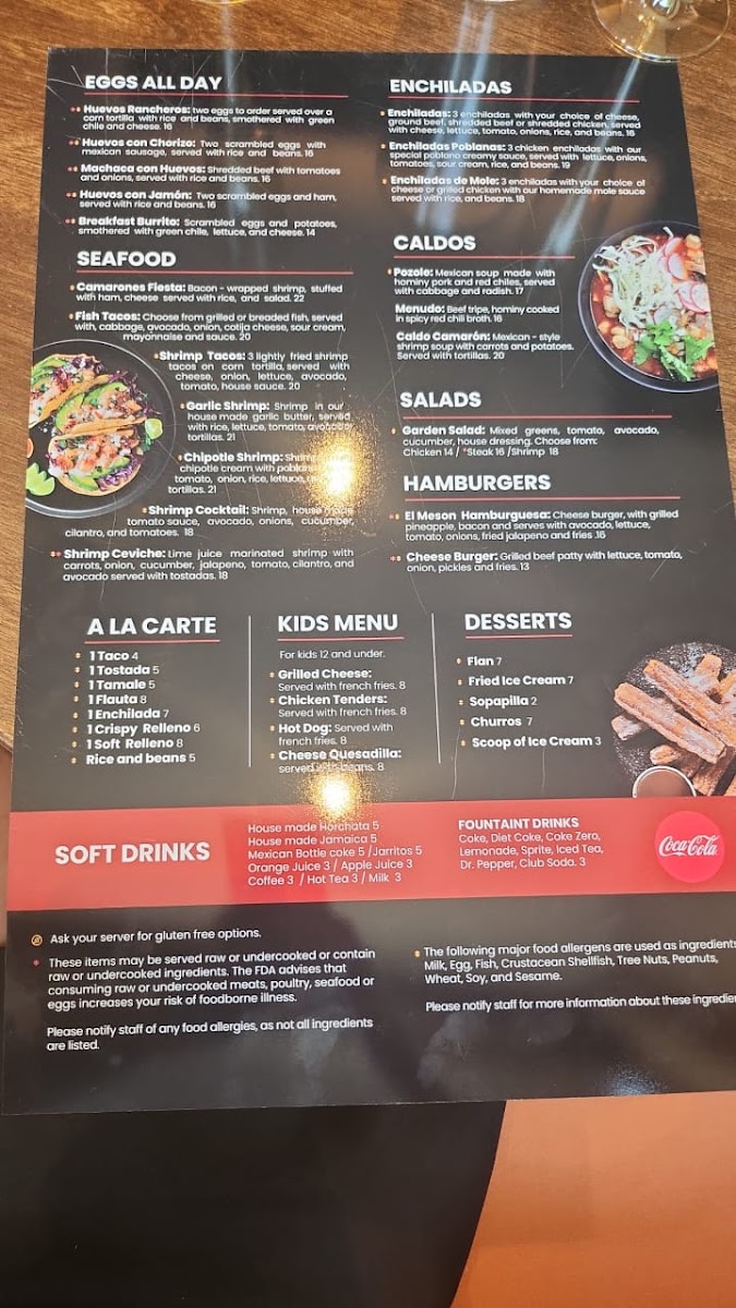 El Meson de Liz menu board