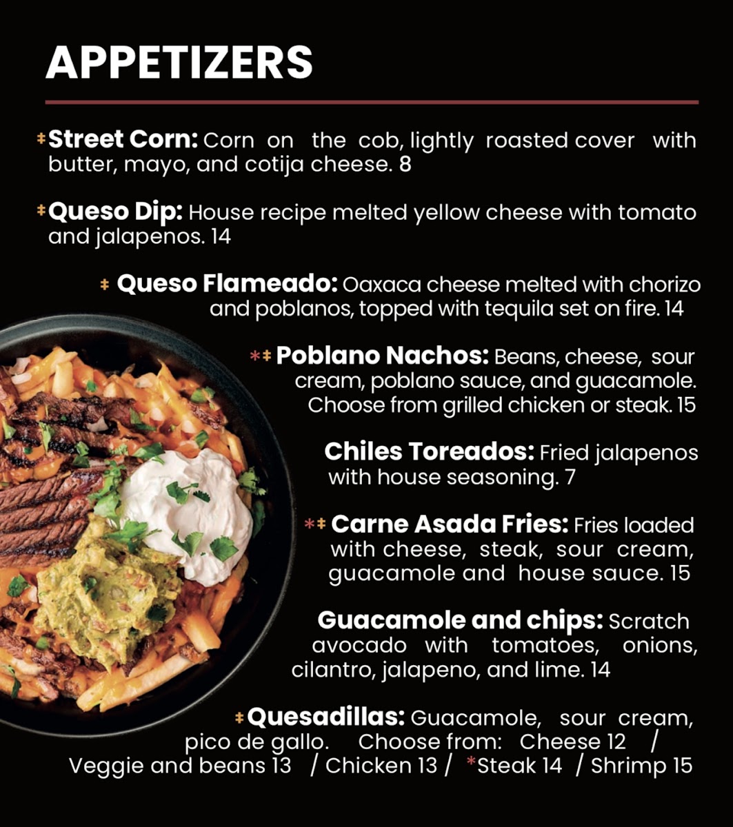 El Meson de Liz menu board