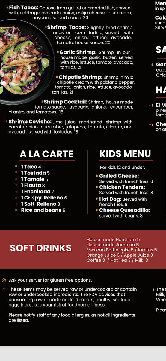 El Meson de Liz menu board