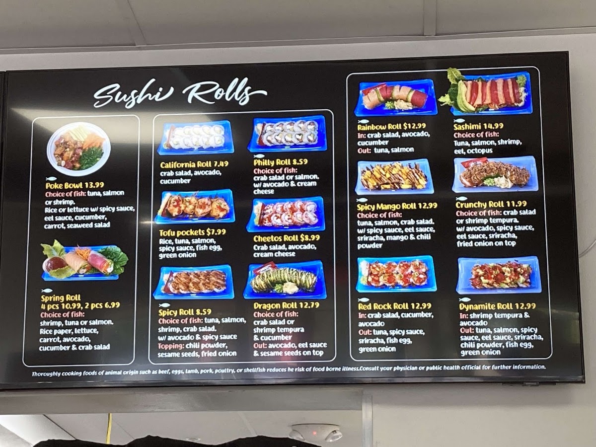 Fresh Sushi & Boba Tea Co menu board