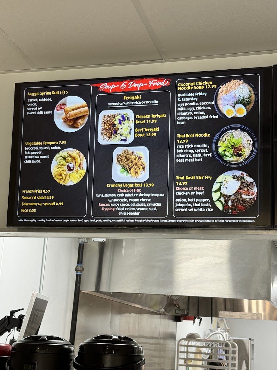 Fresh Sushi & Boba Tea Co menu board