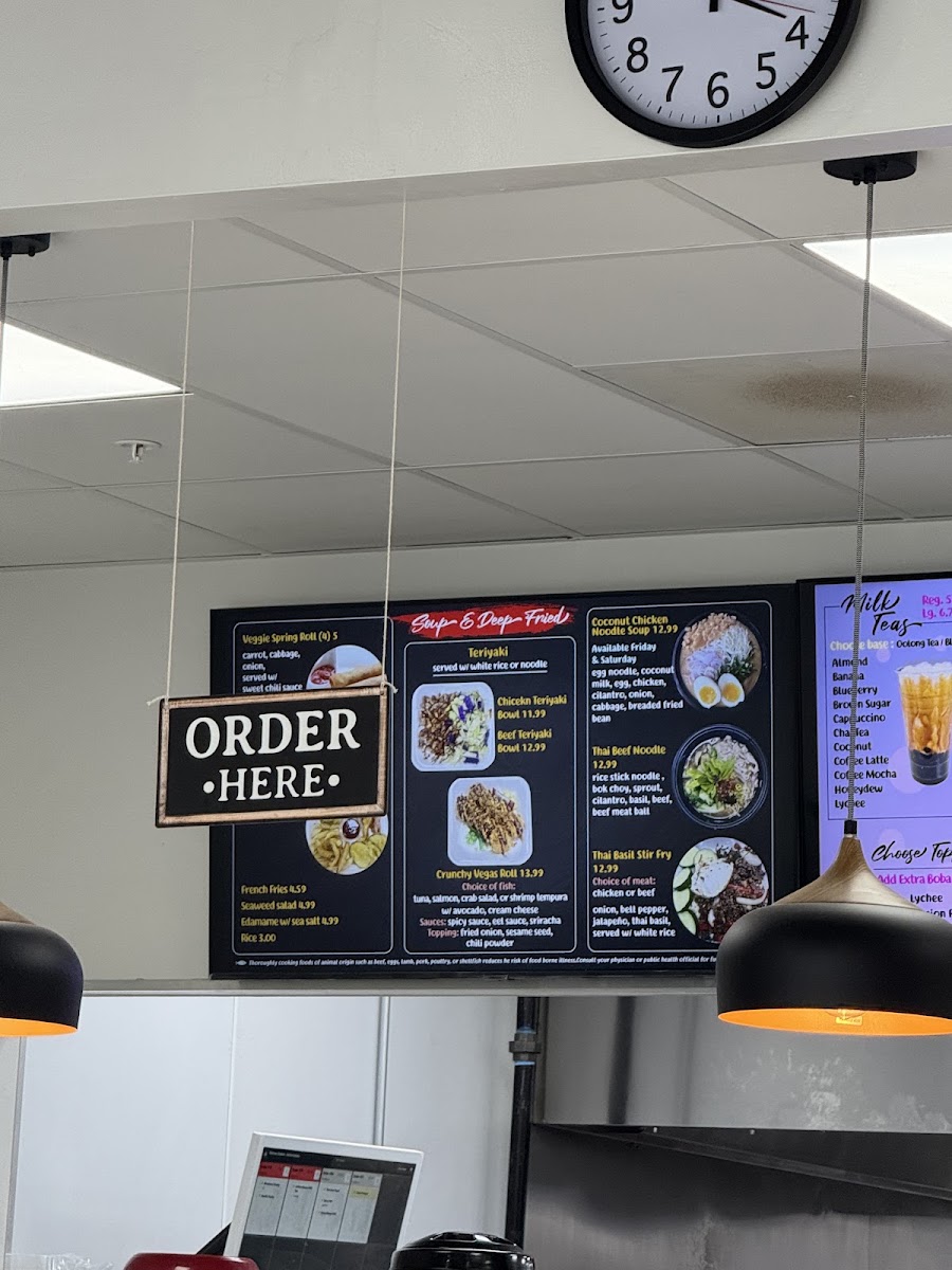 Fresh Sushi & Boba Tea Co menu board