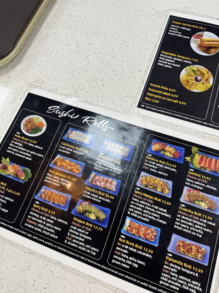 Fresh Sushi & Boba Tea Co menu board