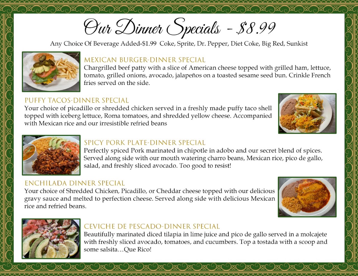 El Rodeo De Jalisco -Potranco Road Location menu board