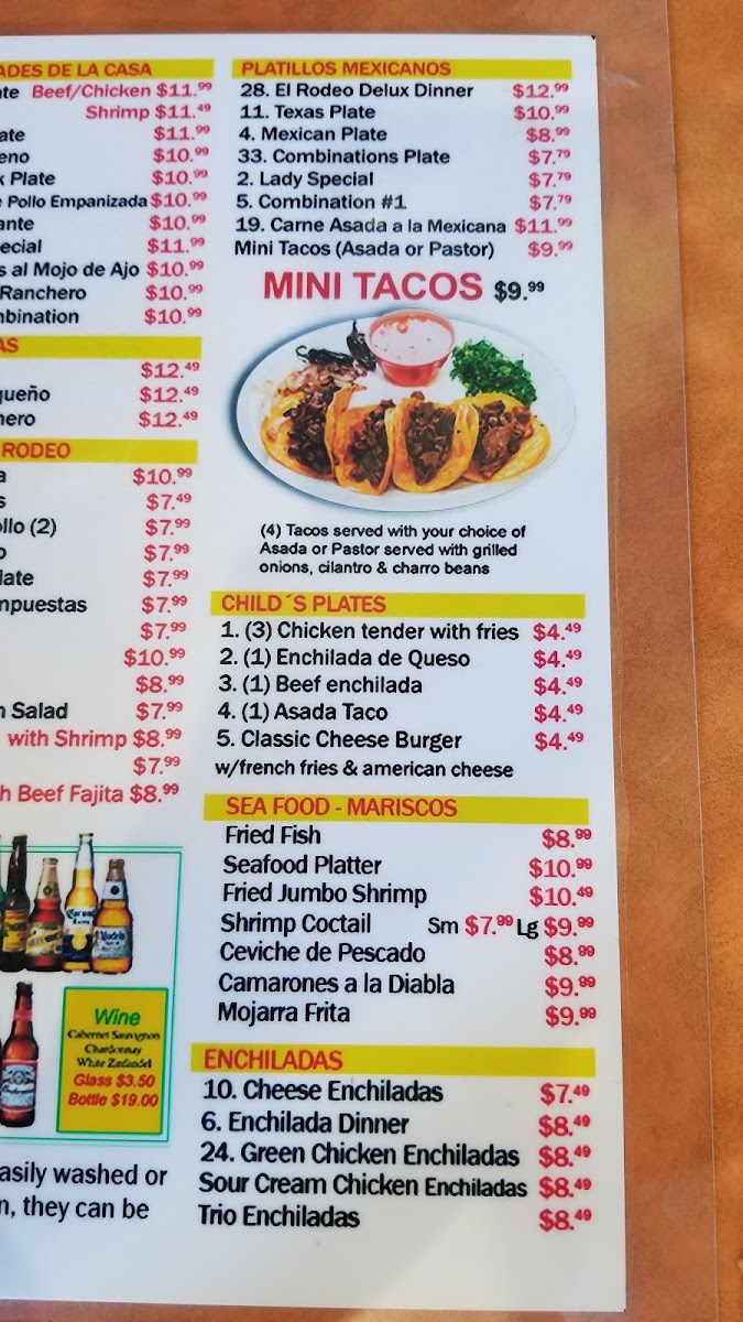 El Rodeo De Jalisco -Potranco Road Location menu board