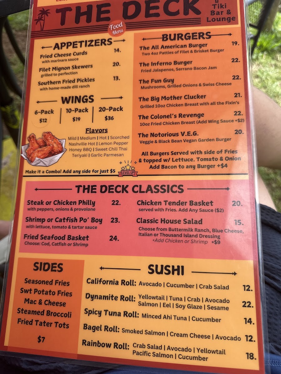 The Deck menu board