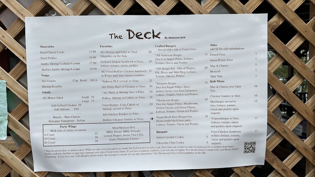 The Deck menu board