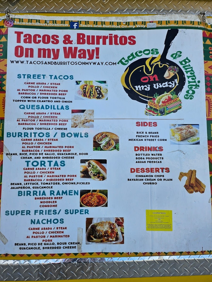 Tacos and Burritos on my Way | Comida Mexicana menu board