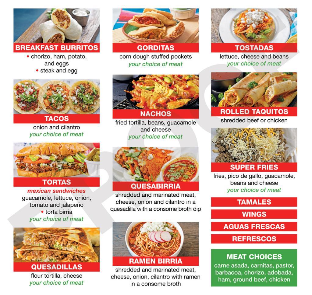 Tacos and Burritos on my Way | Comida Mexicana menu board