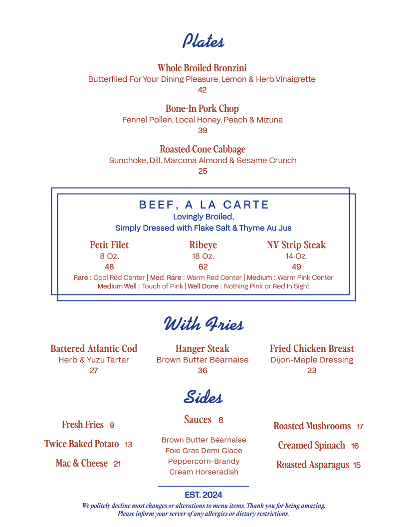 Saint Florian menu board