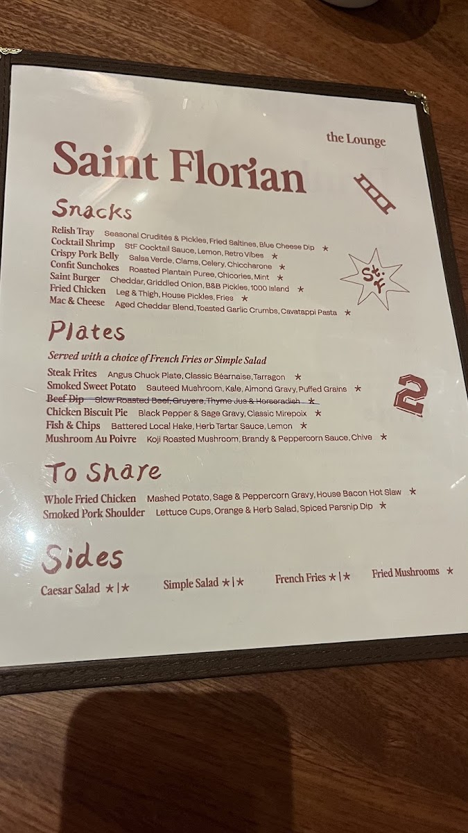 Saint Florian menu board
