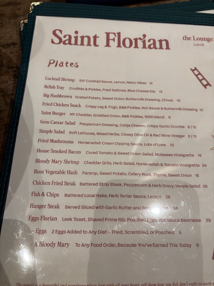Saint Florian menu board