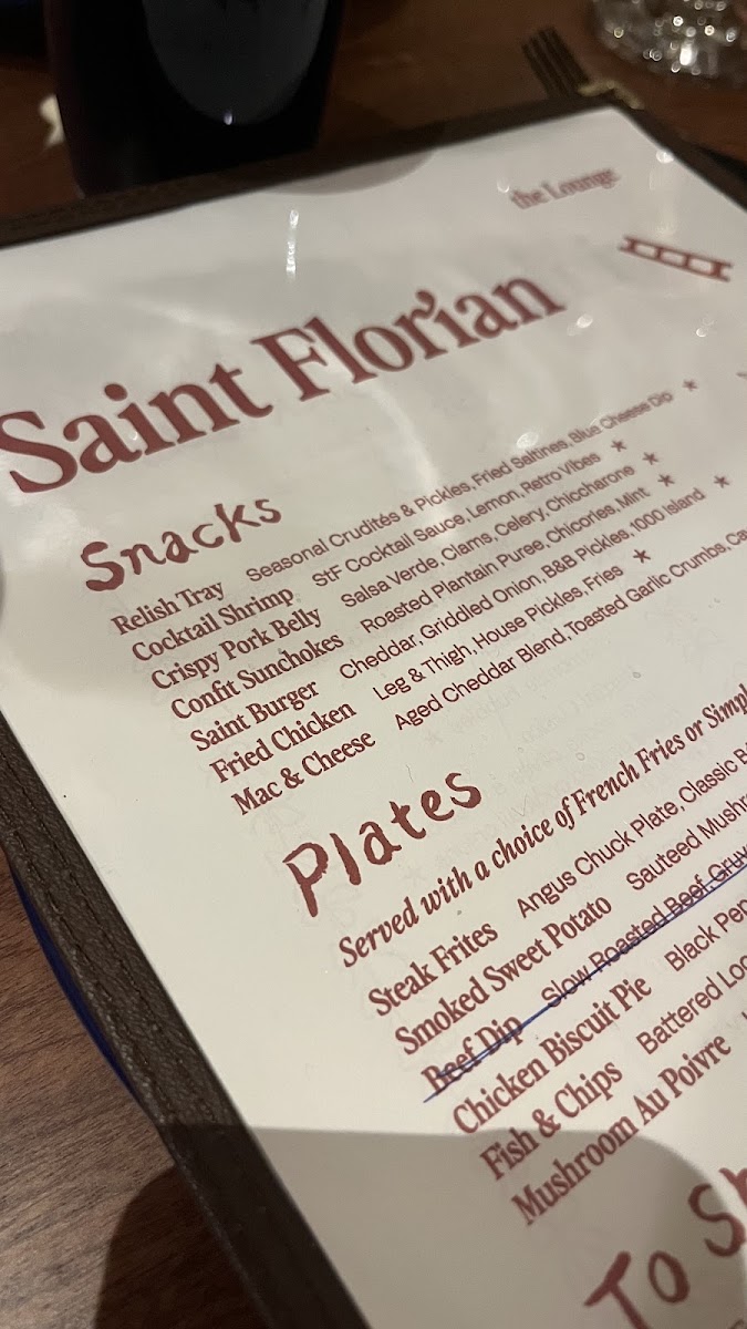 Saint Florian menu board