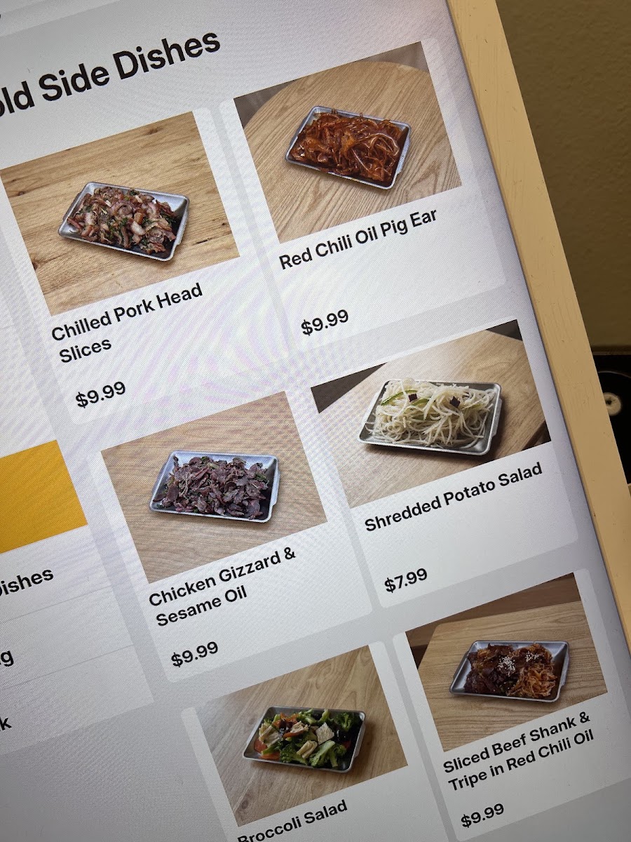 Tian Tian Noodles menu board