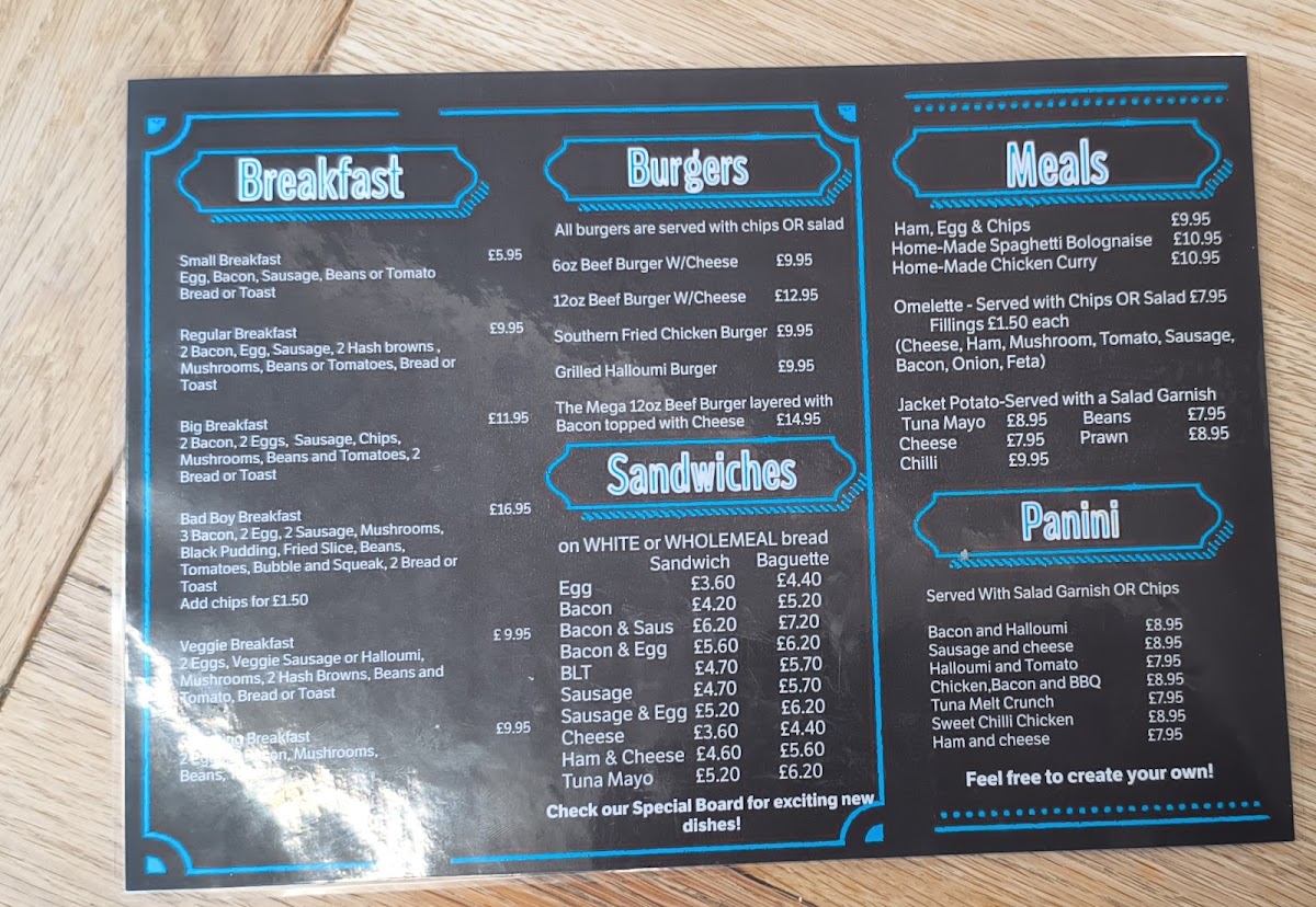High Street Café menu board