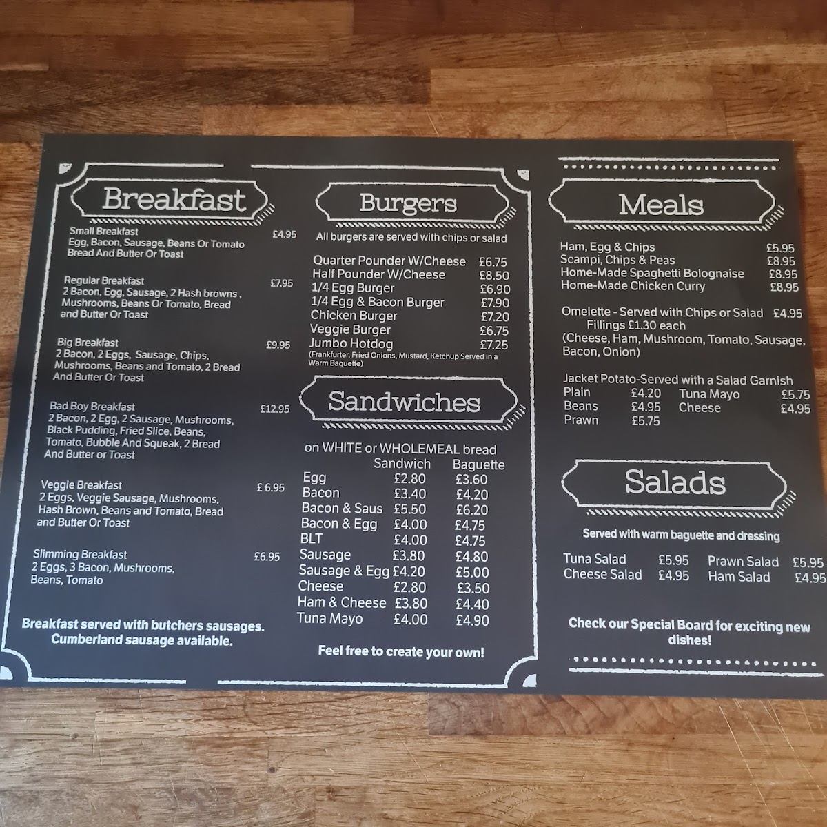 High Street Café menu board