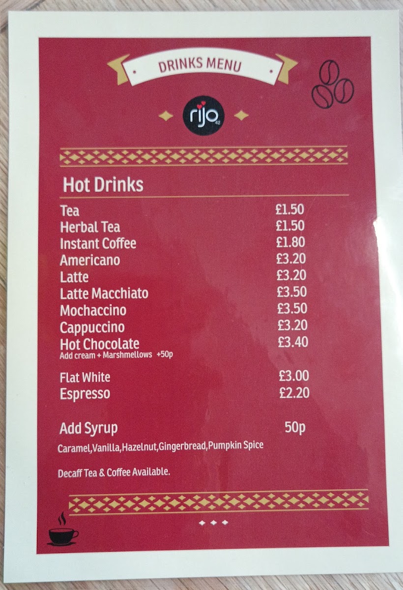 High Street Café menu board