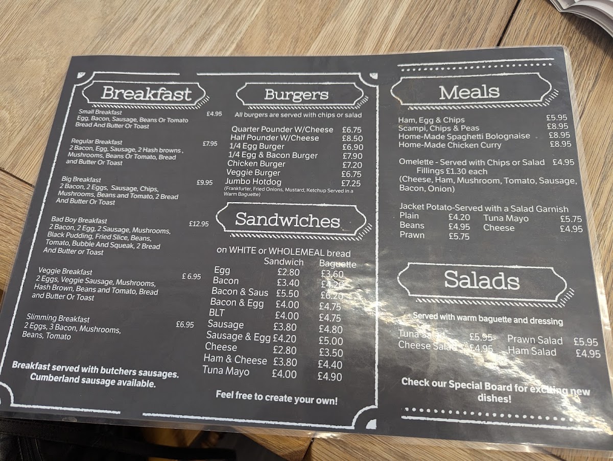 High Street Café menu board