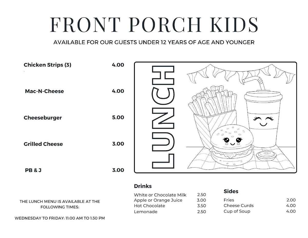 Front Porch Cafe menu board