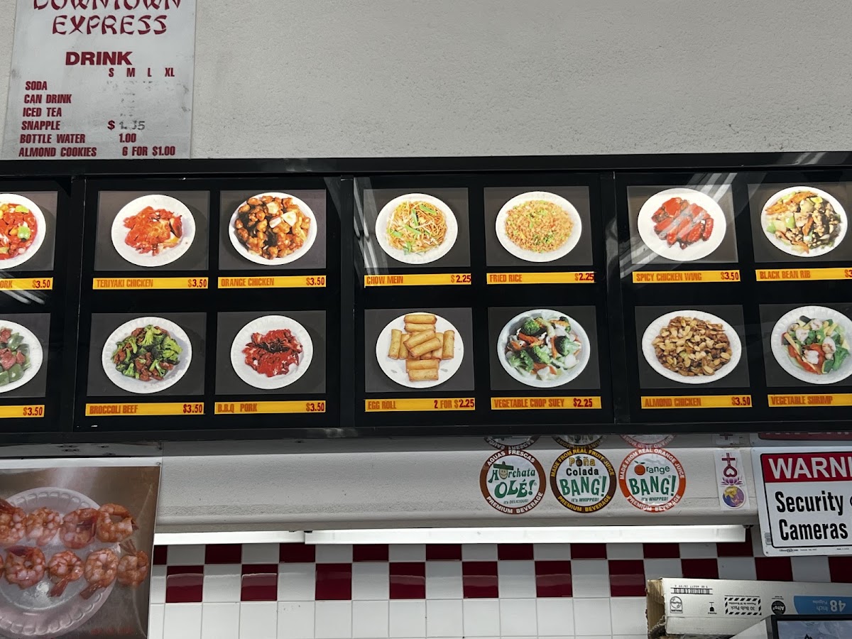 Downtown Express menu board