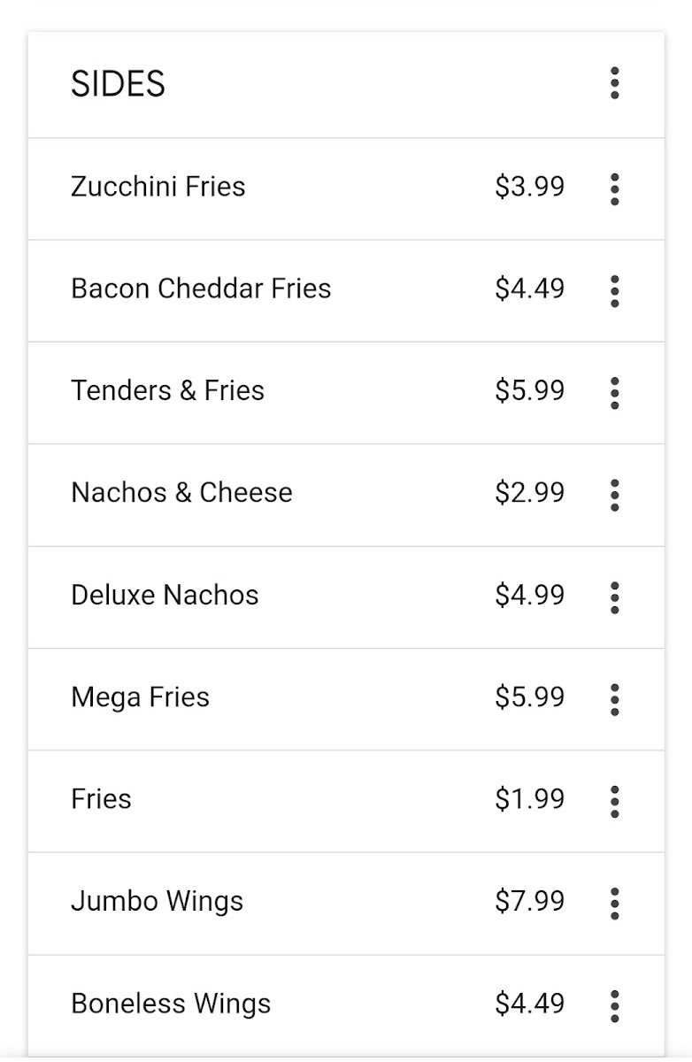 My Pizza Place menu board
