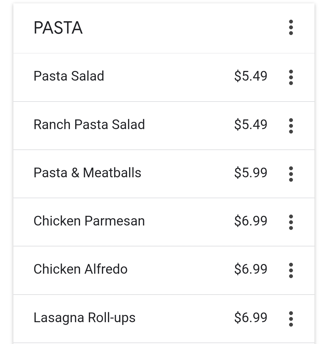 My Pizza Place menu board