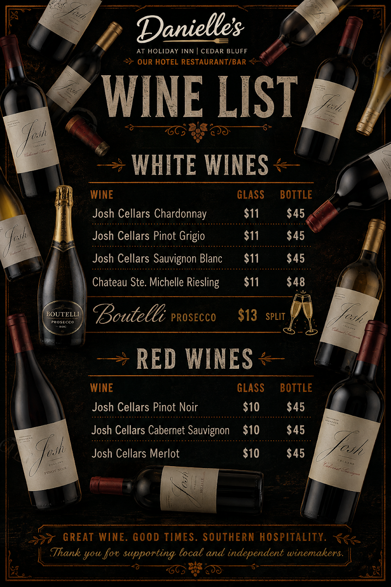 Danielle's Dining & Drinks menu board