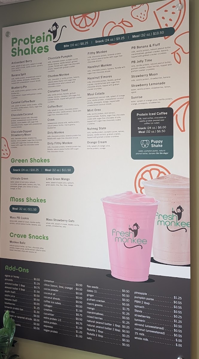 Fresh Monkee menu board