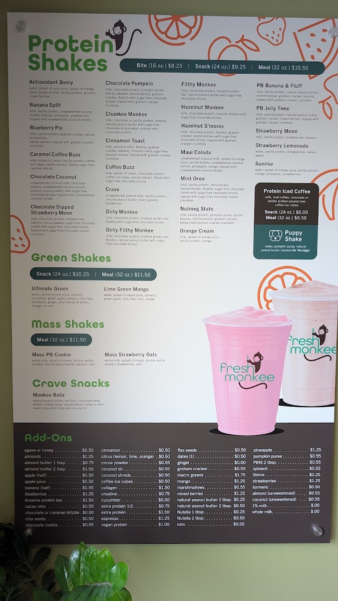 Fresh Monkee menu board