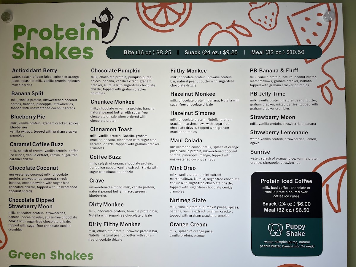 Fresh Monkee menu board