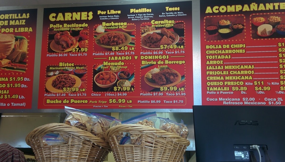 Tortilleria La Real #2 (by La Reyna) menu board