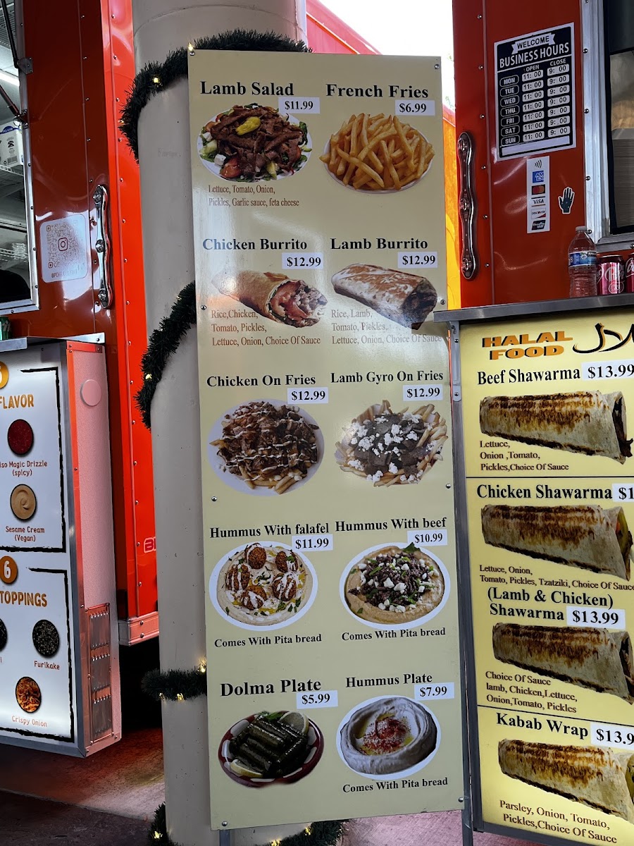 Abu omar gyros and shawarma menu board