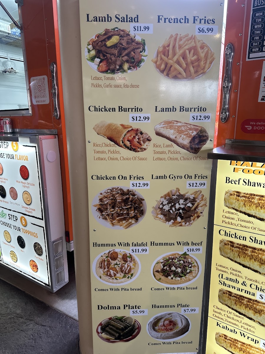 Abu omar gyros and shawarma menu board