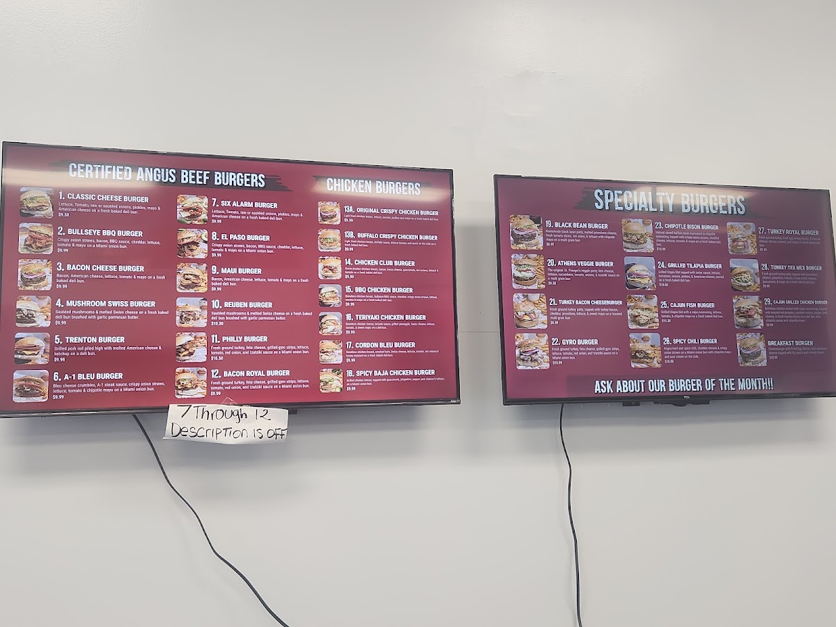 30 Burgers menu board