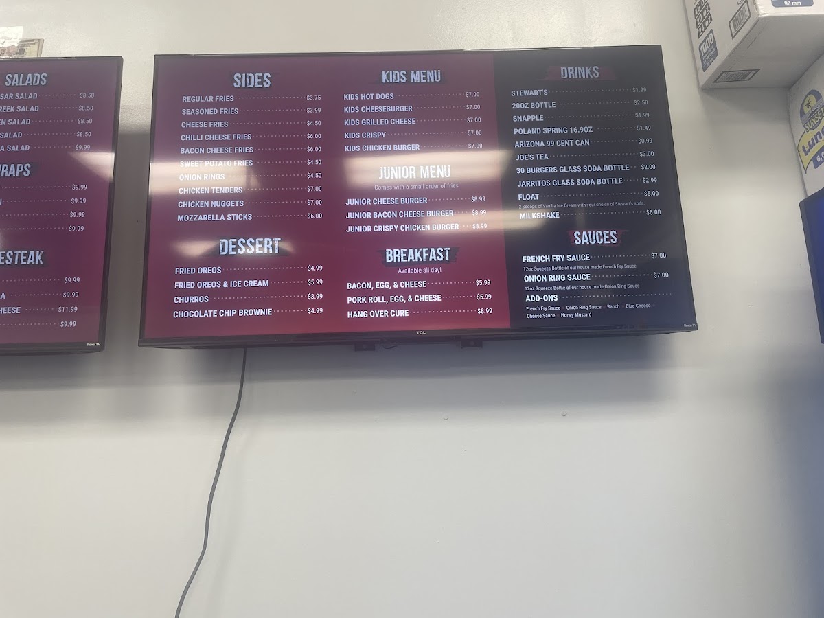 30 Burgers menu board