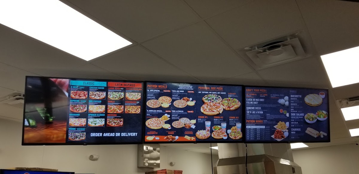 Pizza Patrón DeSoto menu board