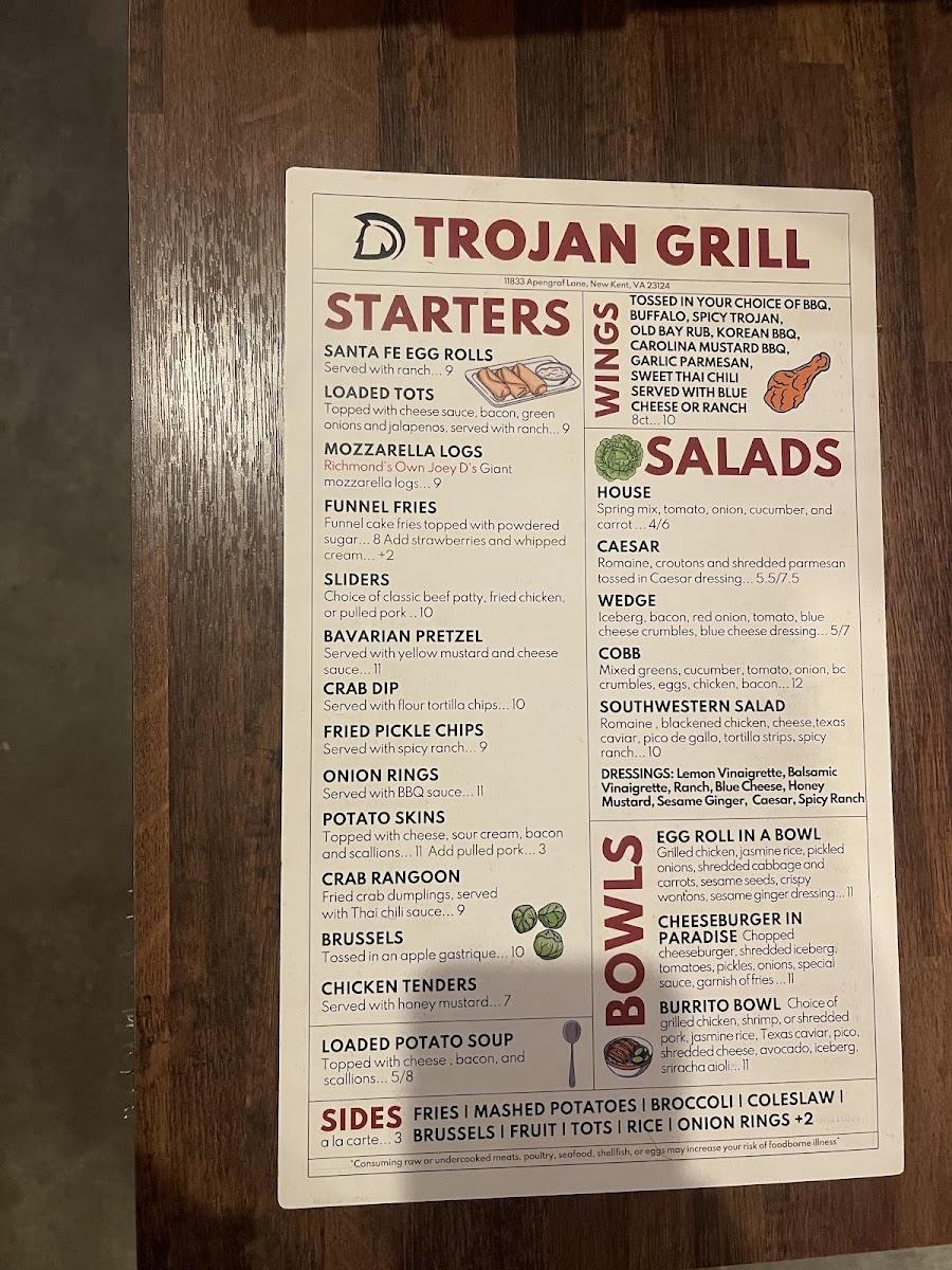 Trojan Pizza & Beer menu board