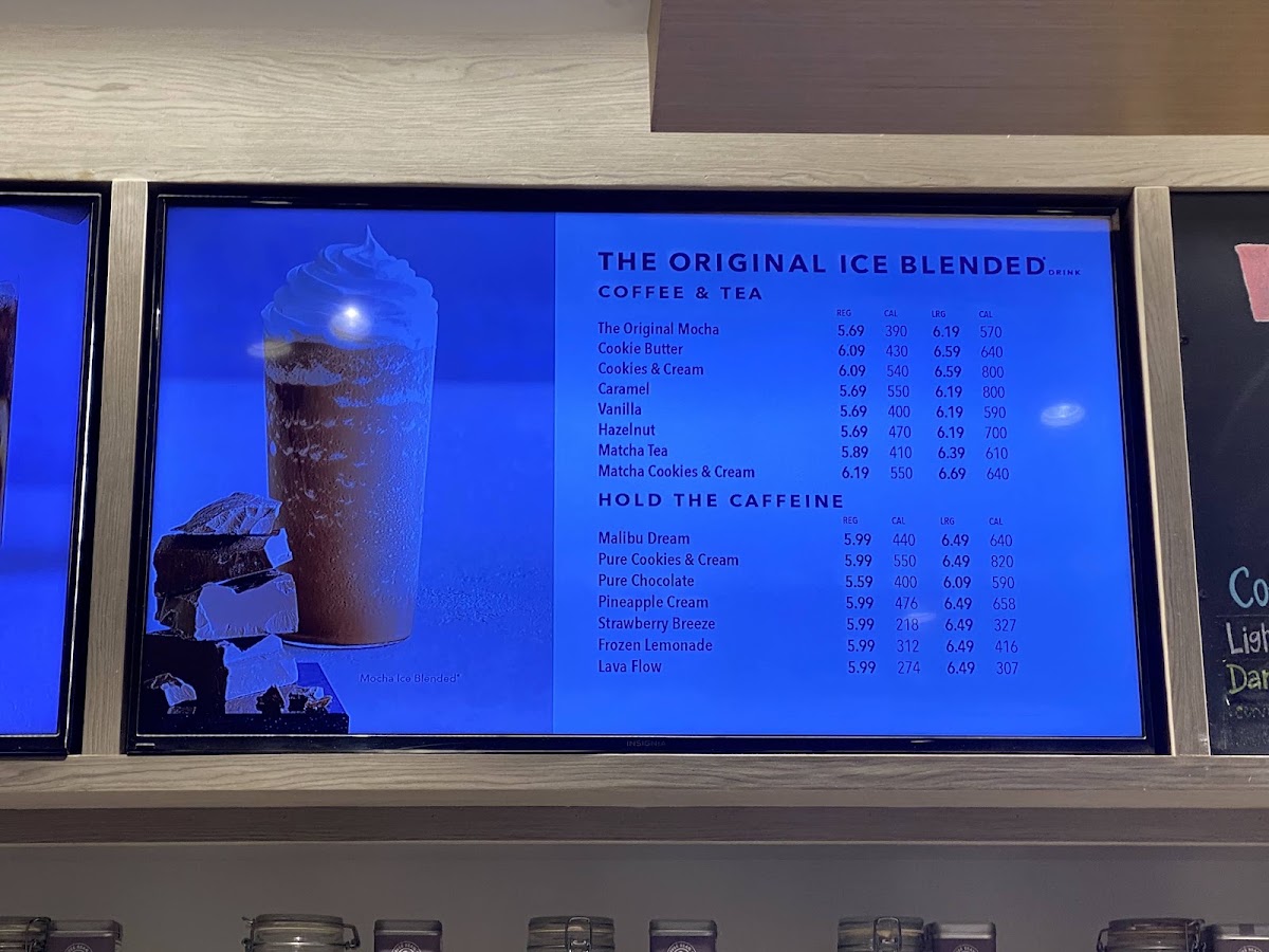 Coffee Bean and Tea Leaf Ward menu board