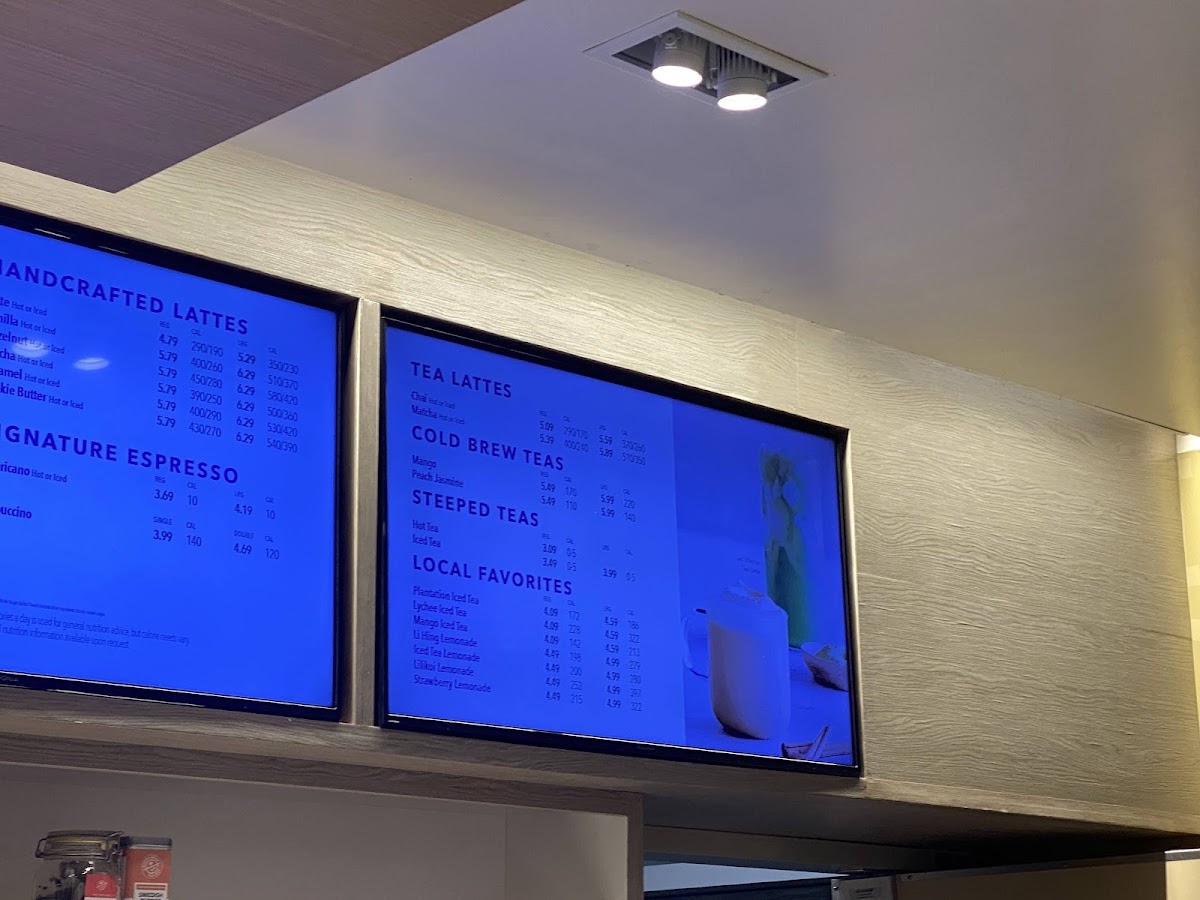 Coffee Bean and Tea Leaf Ward menu board