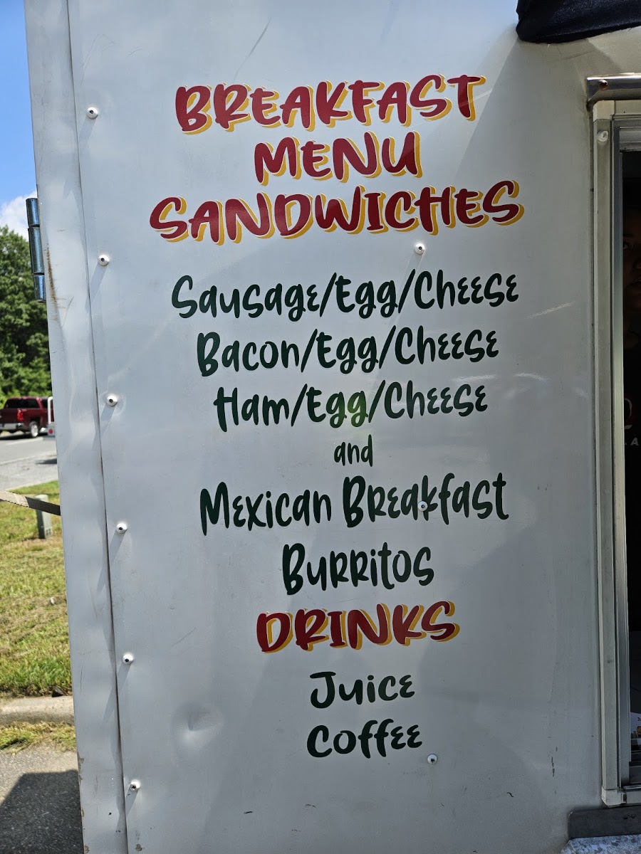 Mi Tierra Food Truck menu board