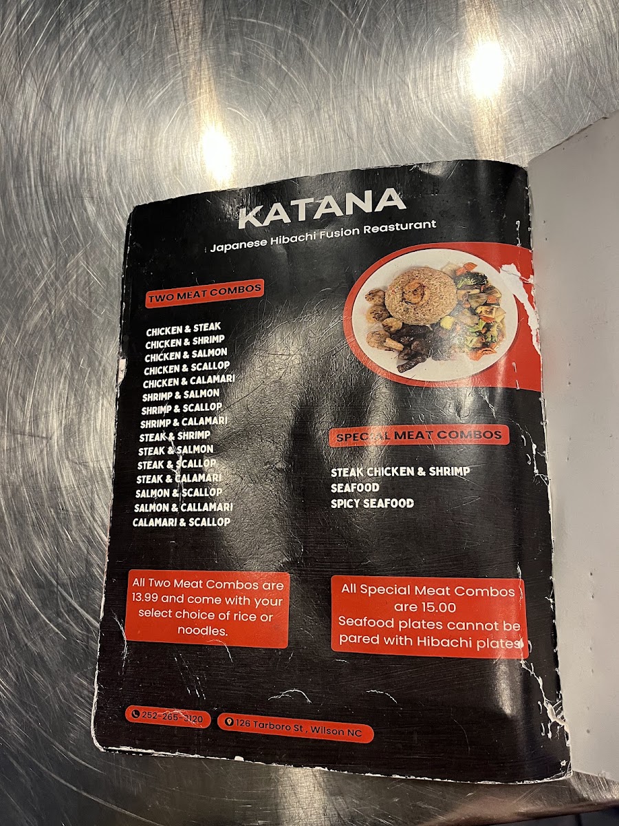 Katana Japanese Hibachi menu board