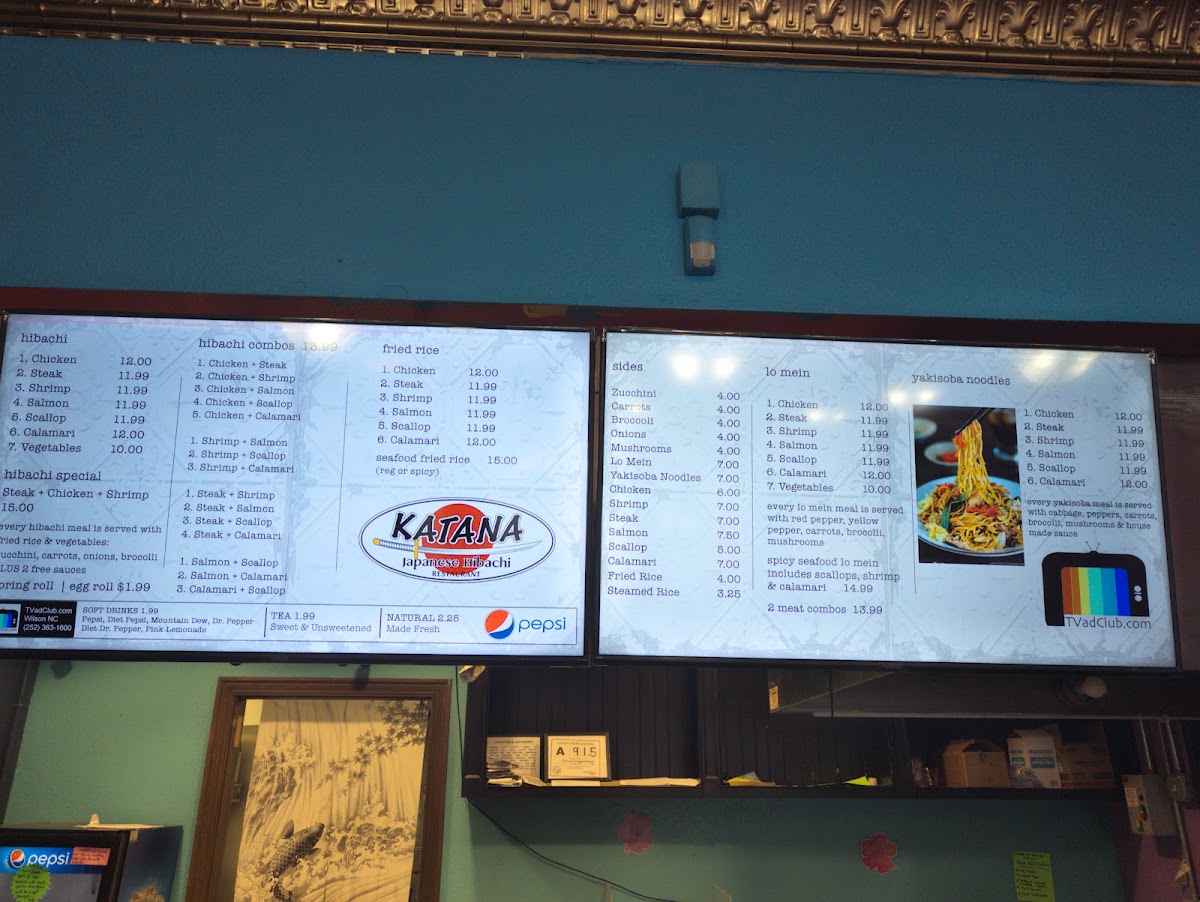 Katana Japanese Hibachi menu board